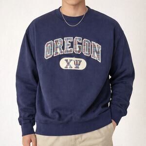 Vintage 90s Lee Oregon Sweatshirt Men’s 2XL Blue Plaid Logo Crewneck